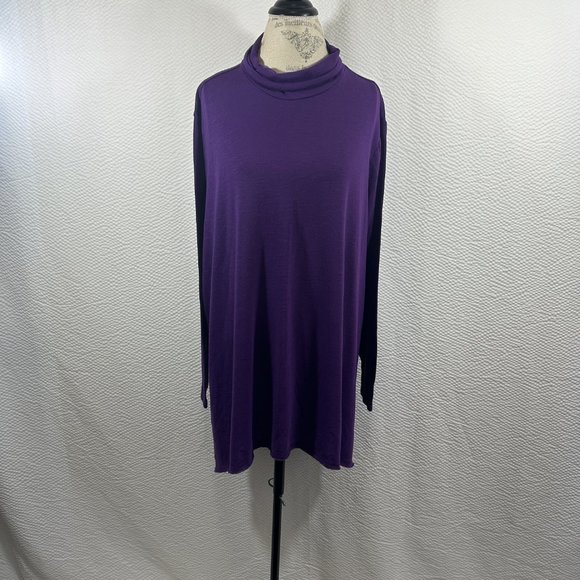 Terra & Sky Women's Size 3X  Slub Sharkbite Tunic Length Cowlneck Knit Top - Picture 4 of 9